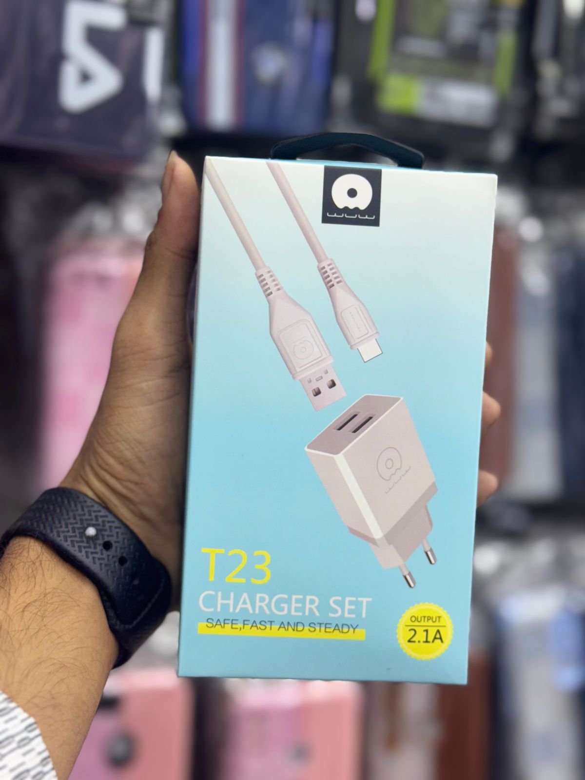 WUW T23 Charger Set – Dual USB 2.1A with Type-C Cable